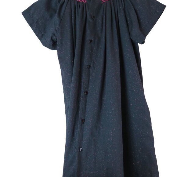 MOON ET MIEL Girl's Black Pink Glitter Smocked Short Sleeve Iris Dress Size 8 - Picture 7 of 11